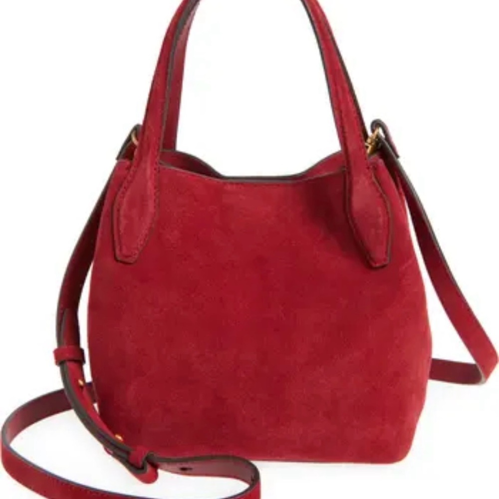 Madewell The Mini Suede Shopper Tote - Wild Cranberry